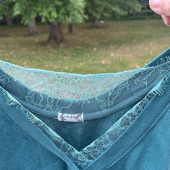 Free People Teal V-Neck Blouse - Picture 4 of 13